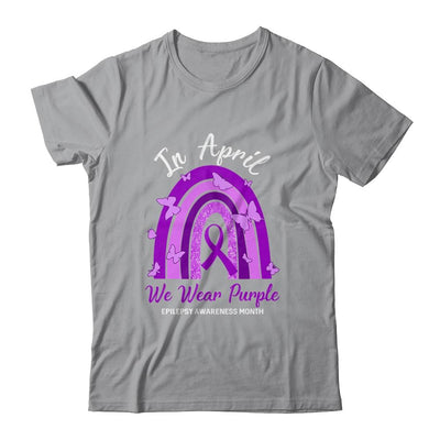Rainbow In April We Wear Purple Epilepsy Awareness Month-T-Shirt & Hoodie-Classic T-Shirt-Sport Grey