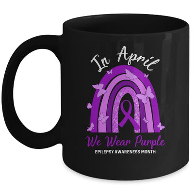 Rainbow In April We Wear Purple Epilepsy Awareness Month Mug-Coffee Mug-Mug-Black