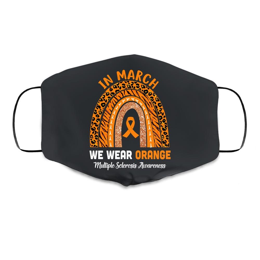 Rainbow In March We Wear Orange Multiple Sclerosis Awareness Cloth Face Mask-Cloth Face Mask-Cloth Face Mask-Black