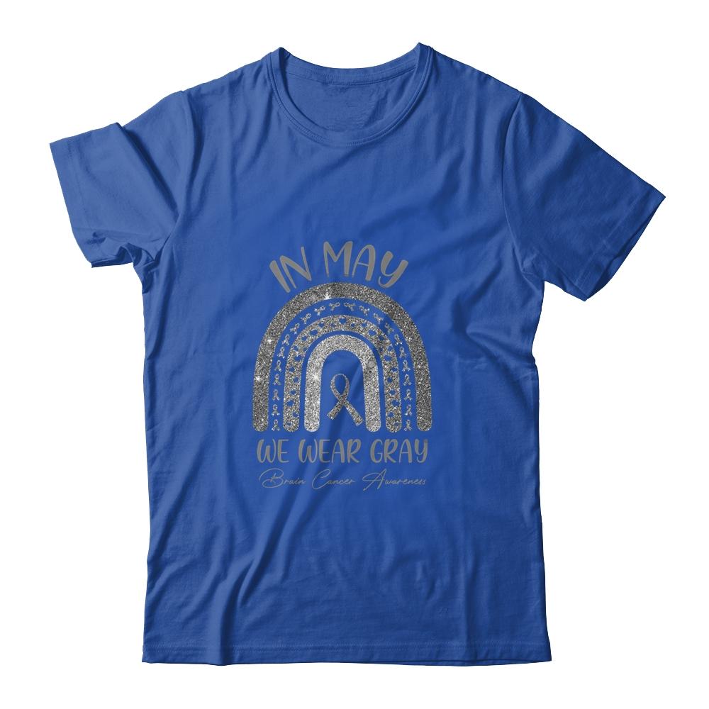 Rainbow In May We Wear Gray Brain Cancer Awareness Month-T-Shirt & Hoodie-Classic T-Shirt-Royal