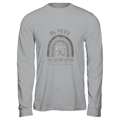 Rainbow In May We Wear Gray Brain Cancer Awareness Month-T-Shirt & Hoodie-Long Sleeve T-Shirt-Sport Grey