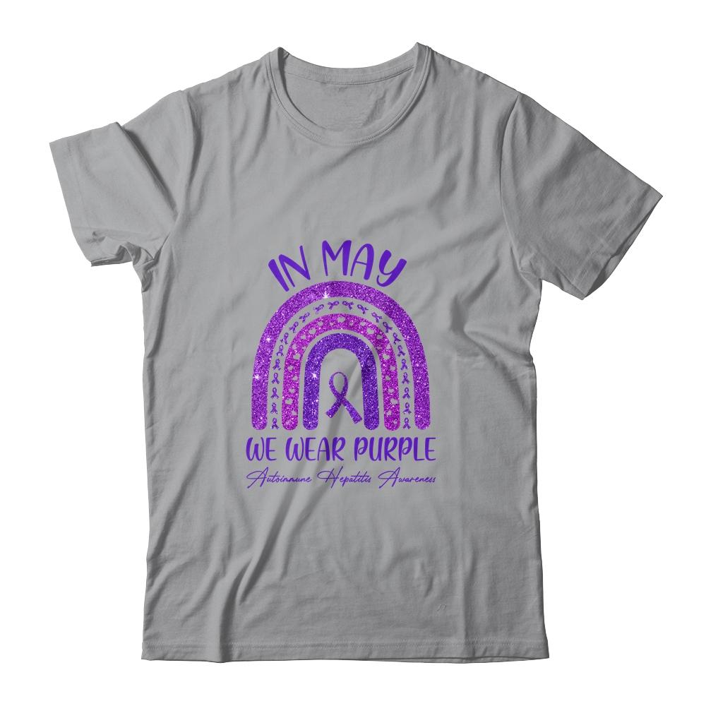 Rainbow In May We Wear Purple Autoimmune Hepatitis Awareness-T-Shirt & Hoodie-Classic T-Shirt-Sport Grey