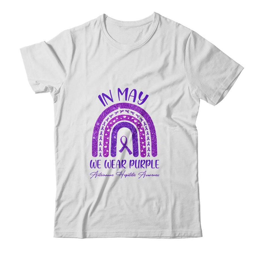 Rainbow In May We Wear Purple Autoimmune Hepatitis Awareness-T-Shirt & Hoodie-Classic T-Shirt-White