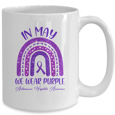 Rainbow In May We Wear Purple Autoimmune Hepatitis Awareness Mug-Coffee Mug-