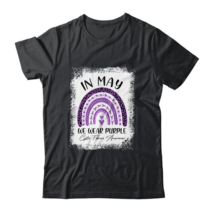 Rainbow In May We Wear Purple Cystic Fibrosis Awareness-T-Shirt & Hoodie-Classic T-Shirt-Black