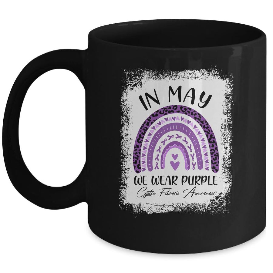 Rainbow In May We Wear Purple Cystic Fibrosis Awareness Mug-Coffee Mug-Mug-Black