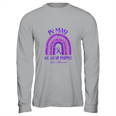 Rainbow In May We Wear Purple Lupus Awareness Month-T-Shirt & Hoodie-Long Sleeve T-Shirt-Sport Grey