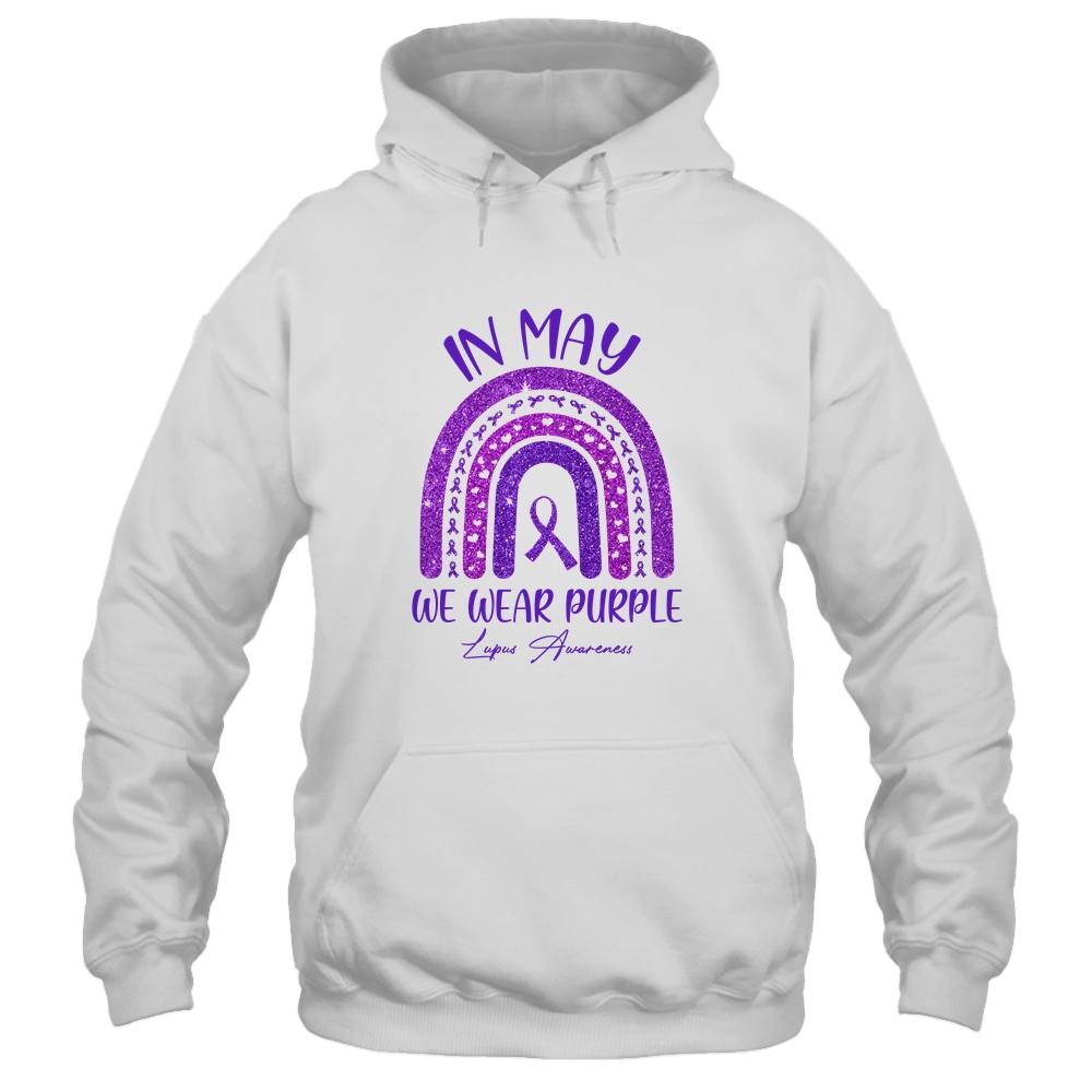 Rainbow In May We Wear Purple Lupus Awareness Month-T-Shirt & Hoodie-Pullover Hoodie-White