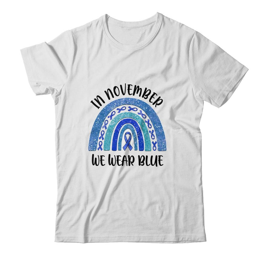 Rainbow In November We Wear Blue Diabetes Awareness-T-Shirt & Hoodie-Classic T-Shirt-White