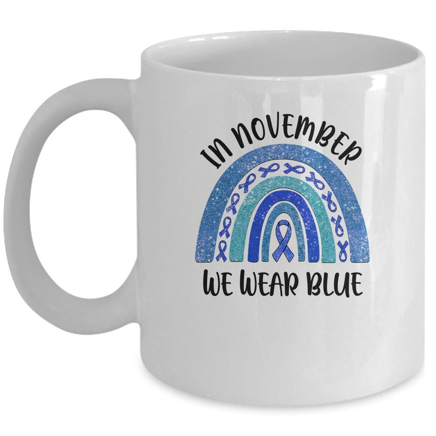 Rainbow In November We Wear Blue Diabetes Awareness Mug-Coffee Mug-Mug-White