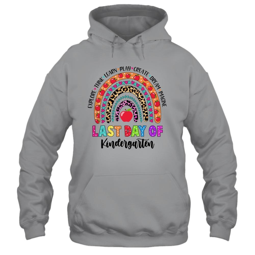 Rainbow Last Day Of School Kindergarten Teacher Student-T-Shirt & Hoodie-Pullover Hoodie-Sport Grey