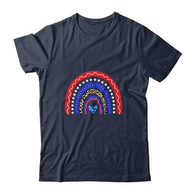 Rainbow Leopard American Flag 4th Of July For Women Girl-T-Shirt & Tank Top-Classic T-Shirt-Navy