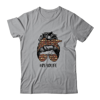Read More Books Teacher Messy Bun Life Hair Glasses Reading-T-Shirt & Tank Top-Classic T-Shirt-Sport Grey