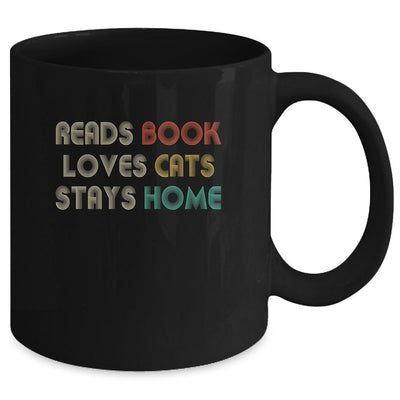 Reads Books Loves Cats Stays Home Mug-Coffee Mug-Mug-Black