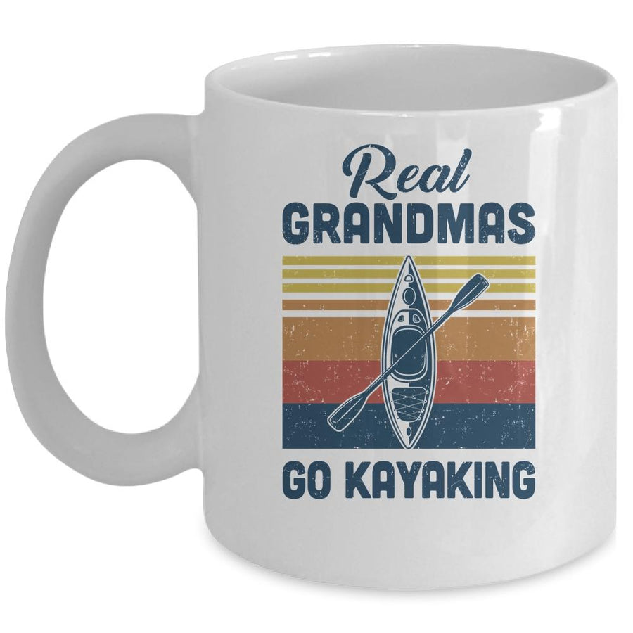 Real Grandmas Go Kayaking Whitewater River Lake Mug-Coffee Mug-Mug-White