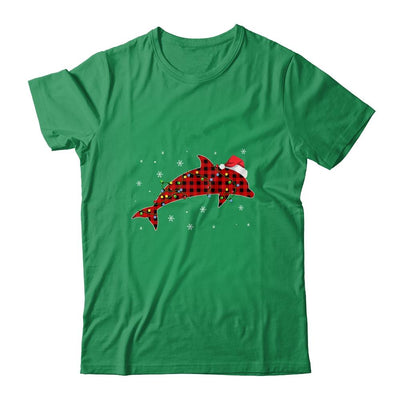 Red Plaid Dolphin Christmas Lights Santa Hat Pajamas-T-Shirt & Sweatshirt-Classic T-Shirt-Irish Green