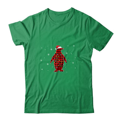 Red Plaid Penguin Christmas Lights Santa Hat Pajamas-T-Shirt & Sweatshirt-Classic T-Shirt-Irish Green