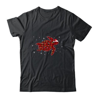 Red Plaid Turtle Christmas Lights Santa Hat Pajamas-T-Shirt & Sweatshirt-Classic T-Shirt-Black