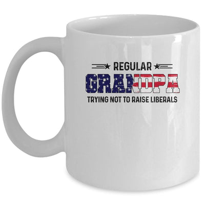 Regular Grandpa Trying Not To Raise Liberal American USA Flag Mug-Coffee Mug-Mug-White