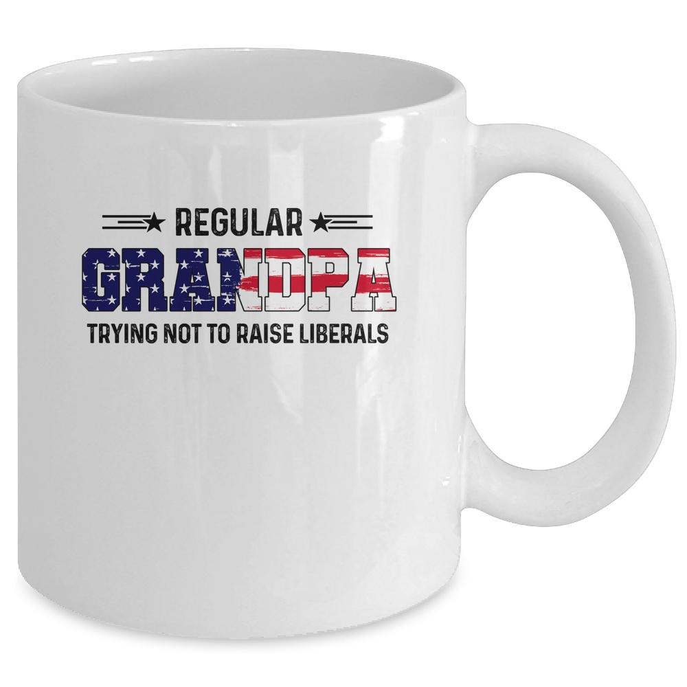 Regular Grandpa Trying Not To Raise Liberal American USA Flag Mug-Coffee Mug-