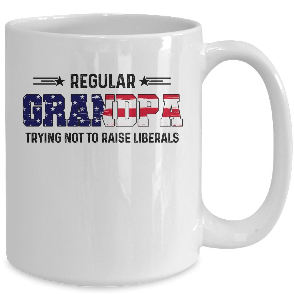 Regular Grandpa Trying Not To Raise Liberal American USA Flag Mug-Coffee Mug-