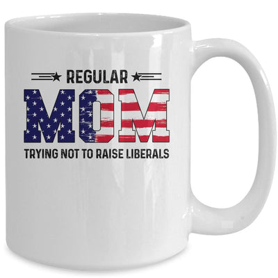 Regular Mom Trying Not To Raise Liberal American USA Flag Mug-Coffee Mug-