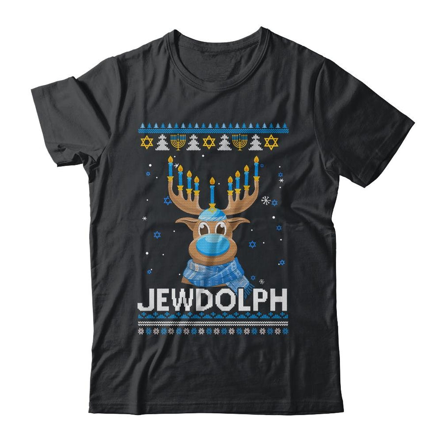 Reindeer Jewdolph Hanukkah Ugly Sweater-T-Shirt & Sweatshirt-Classic T-Shirt-Black