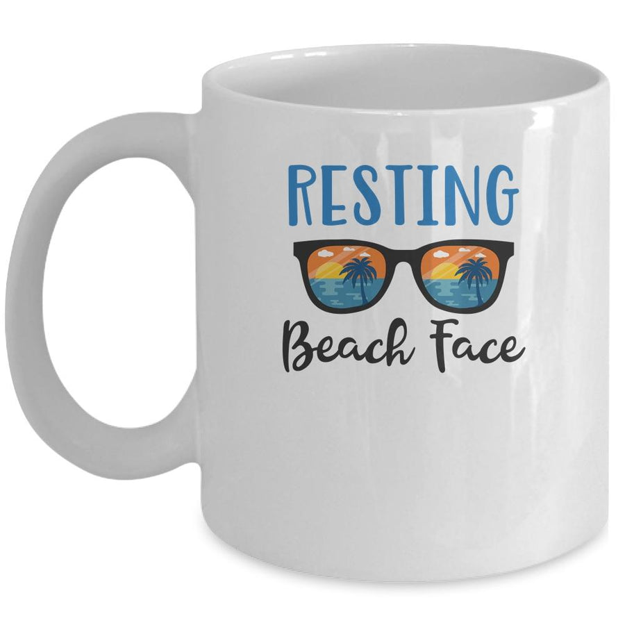 Resting Beach Face Summer With Sunglasses Mug-Coffee Mug-Mug-White