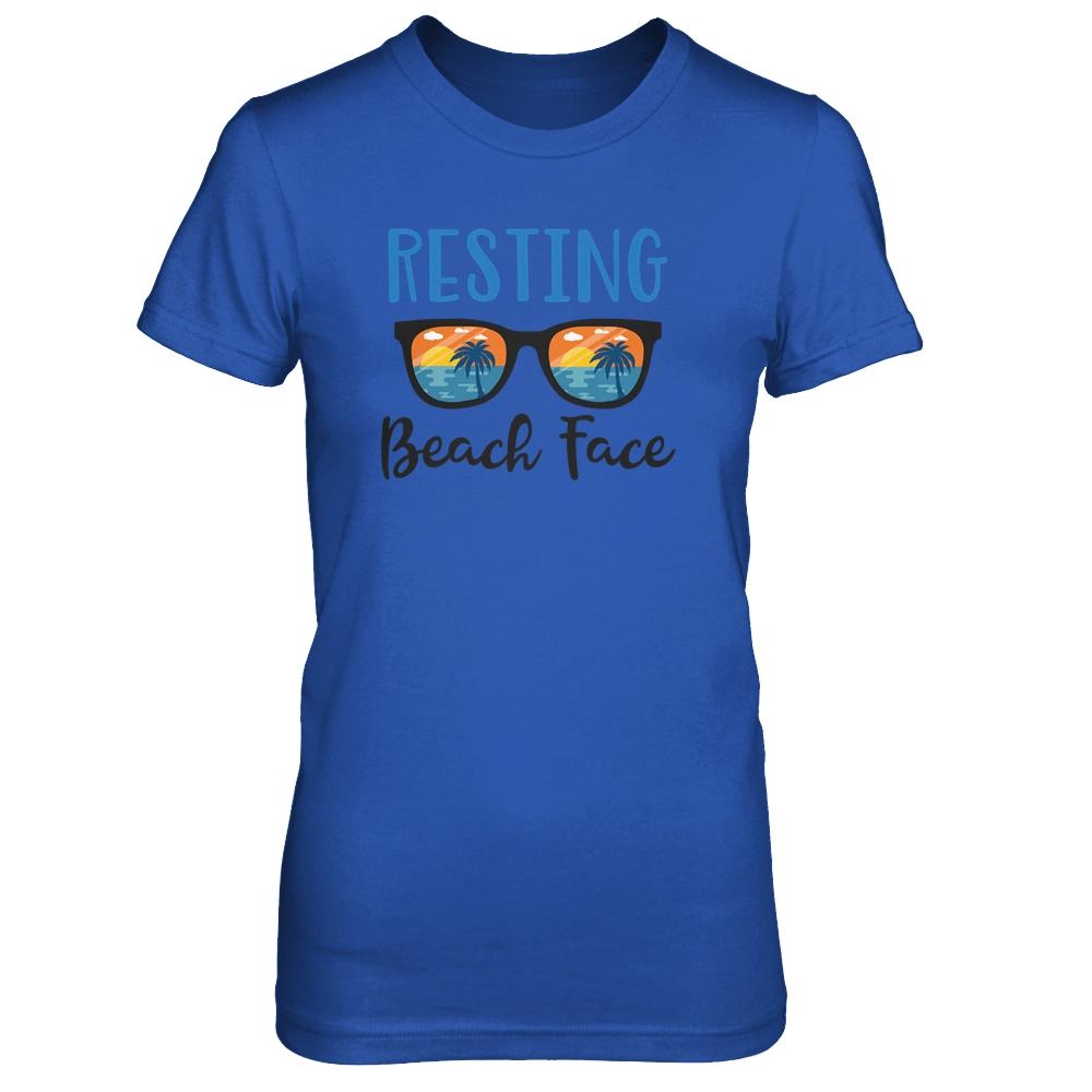 Resting Beach Face Summer With Sunglasses-T-Shirt & Tank Top-Women's T-Shirt-Royal