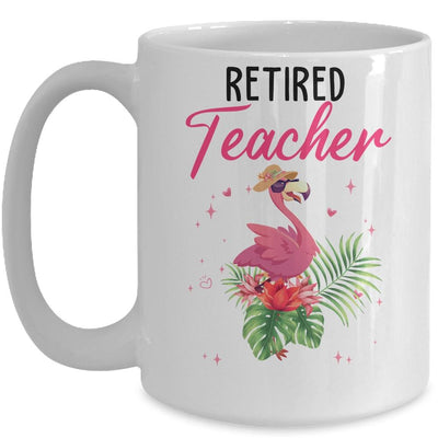 Retired Teacher Tropical Pink Flamingo Teacher Retirement Mug-Coffee Mug-Mug-White