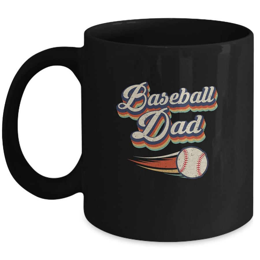 Retro Baseball Dad Funny Vintage Baseball Player Fathers Day Mug-Coffee Mug-Mug-Black