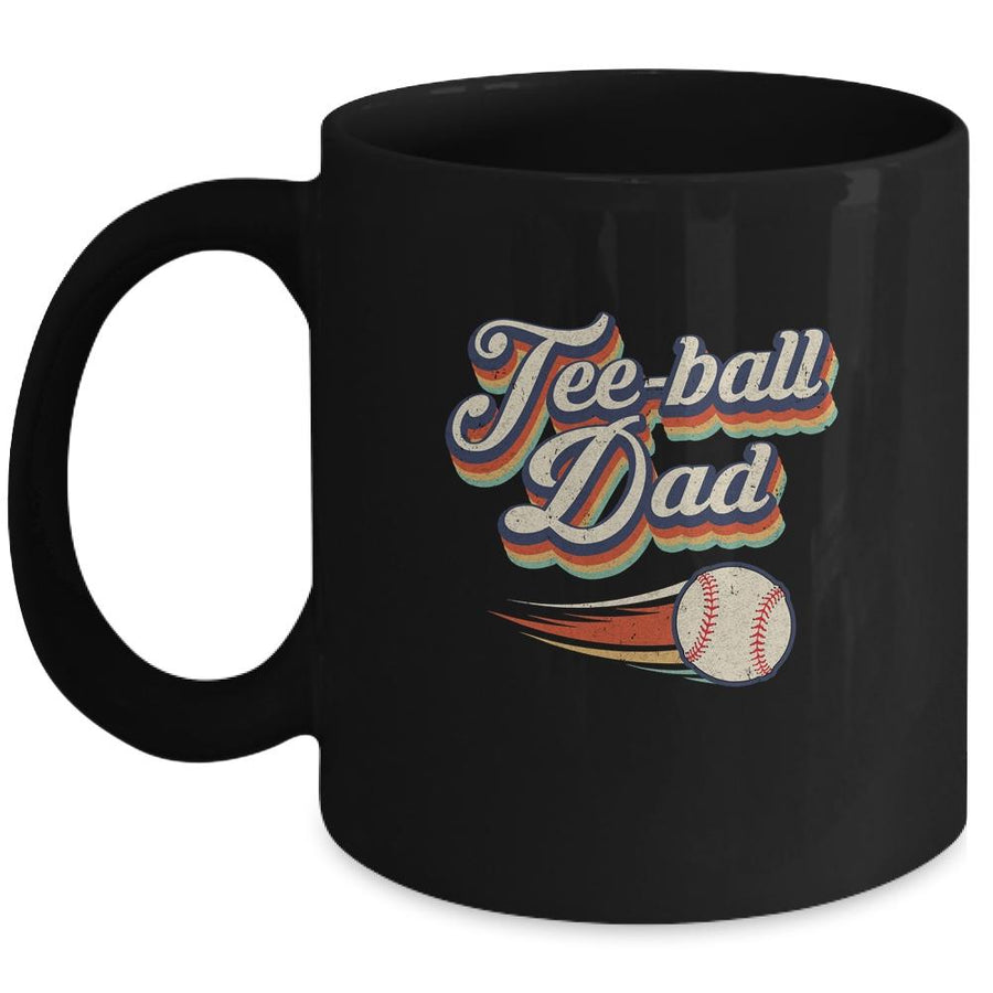 Retro Teeball Dad Funny Vintage Teeball Dad Father's Day Mug-Coffee Mug-Mug-Black