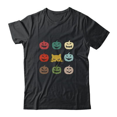Retro Vintage Cat Pumpkin Halloween Costume-T-Shirt & Sweatshirt-Classic T-Shirt-Black