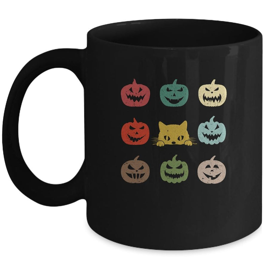 Retro Vintage Cat Pumpkin Halloween Costume Mug-Coffee Mug-Mug-Black