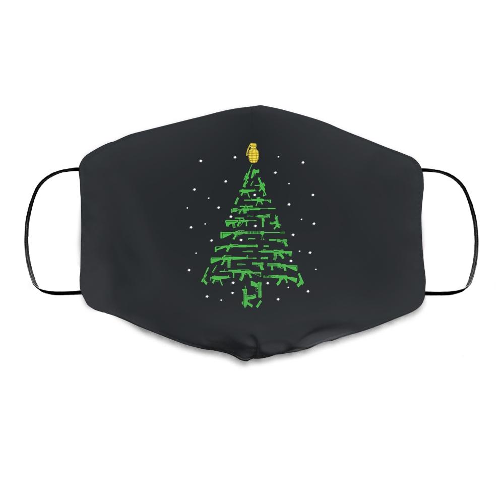 Rifle Weapon Gun Christmas Tree For Weapon Patriots Cloth Face Mask-Cloth Face Mask-Cloth Face Mask-Black