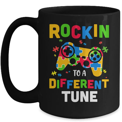 Rocking To A Different Tune Autism Awareness Gamer Kids Mug-Coffee Mug-Mug-Black