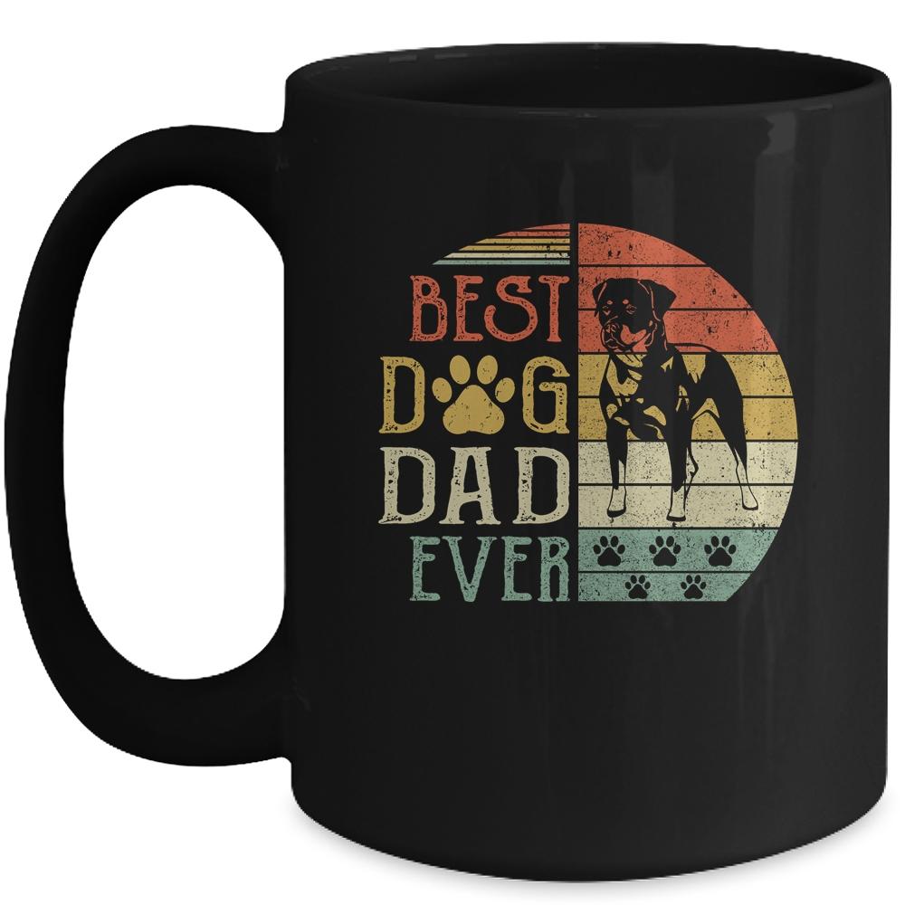 Rottweiler Best Dog Dad Ever Vintage Father's Day Retro Mug-Coffee Mug-Mug-Black