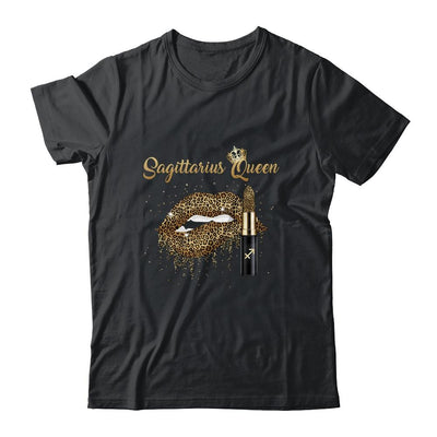 Sagittarius Queen Girl Leopard Birthday Lips Lipstick Women-T-Shirt & Tank Top-Classic T-Shirt-Black