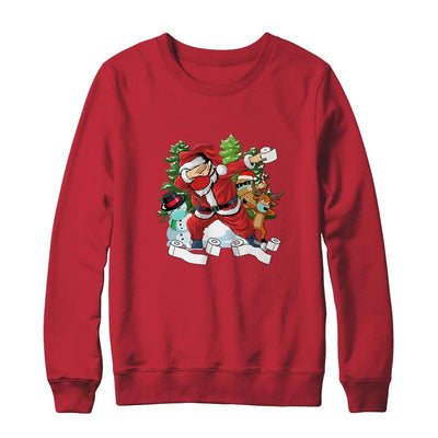 Santa And Friends Wearing Mask New Christmas Quarantine-T-Shirt & Sweatshirt-Crewneck Sweatshirt-Red