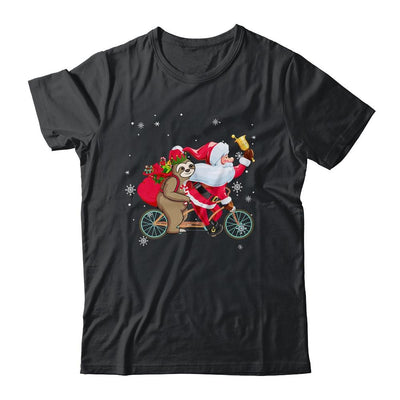 Santa And Sloth Riding Double Bike Christmas Biking Lover-T-Shirt & Sweatshirt-Classic T-Shirt-Black