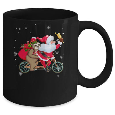 Santa And Sloth Riding Double Bike Christmas Biking Lover Mug-Coffee Mug-Mug-Black