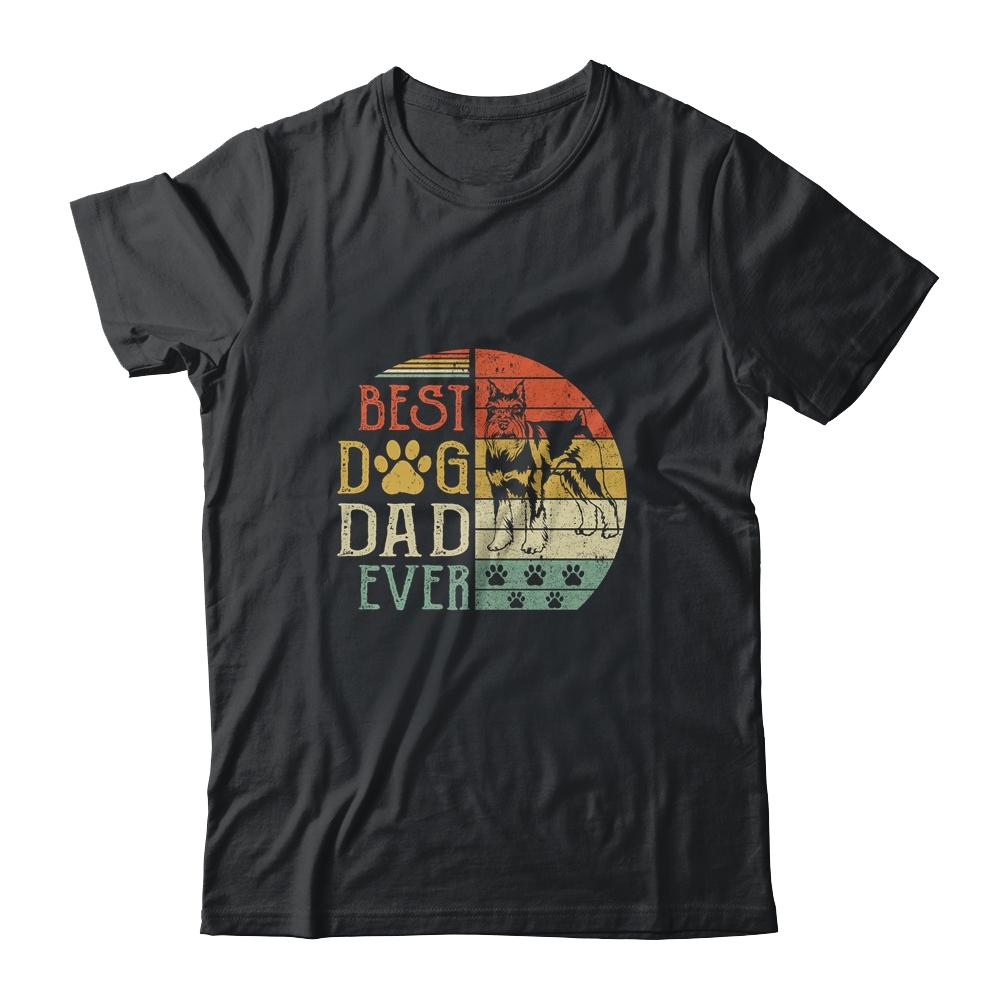 Schnauzer Best Dog Dad Ever Vintage Father's Day Retro-T-Shirt & Hoodie-Classic T-Shirt-Black