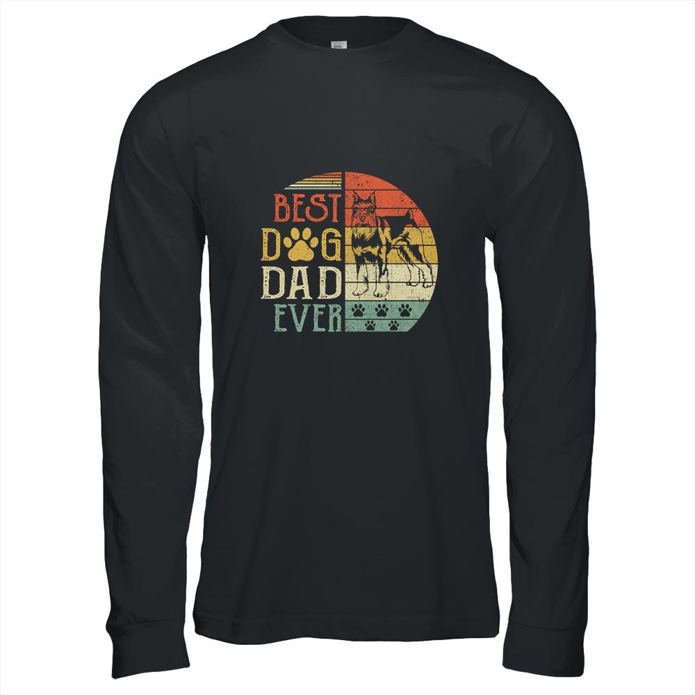 Schnauzer Best Dog Dad Ever Vintage Father's Day Retro-T-Shirt & Hoodie-Long Sleeve T-Shirt-Black