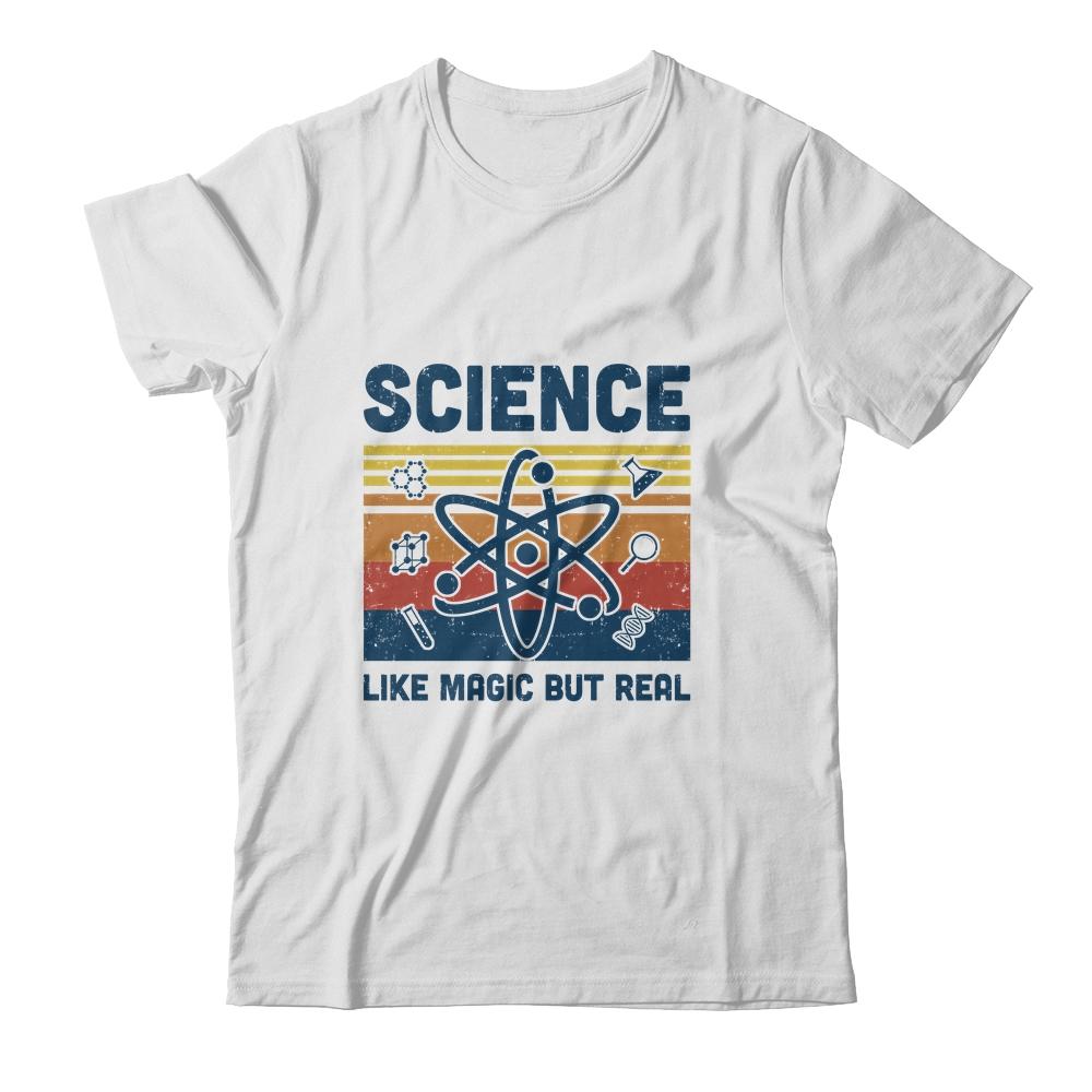 Science Like Magic But Real Retro Science Teacher-T-Shirt & Hoodie-Classic T-Shirt-White