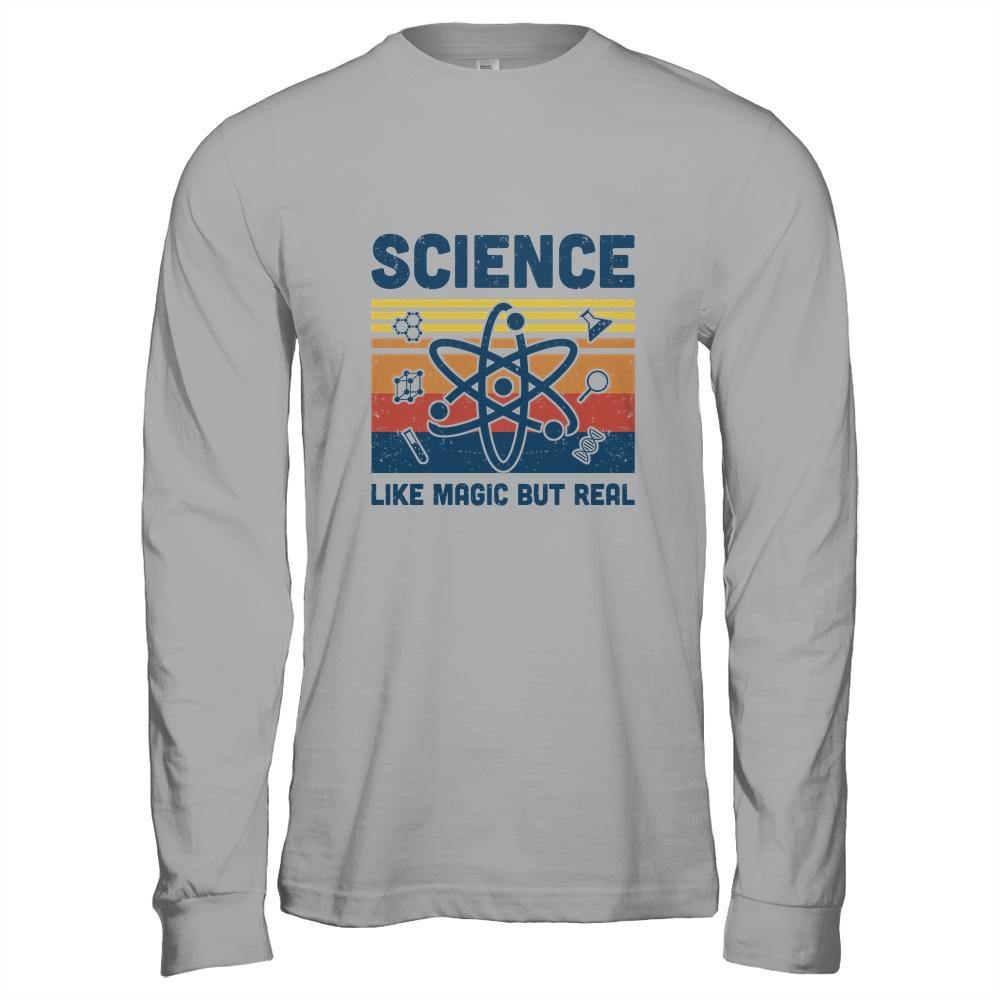 Science Like Magic But Real Retro Science Teacher-T-Shirt & Hoodie-Long Sleeve T-Shirt-Sport Grey