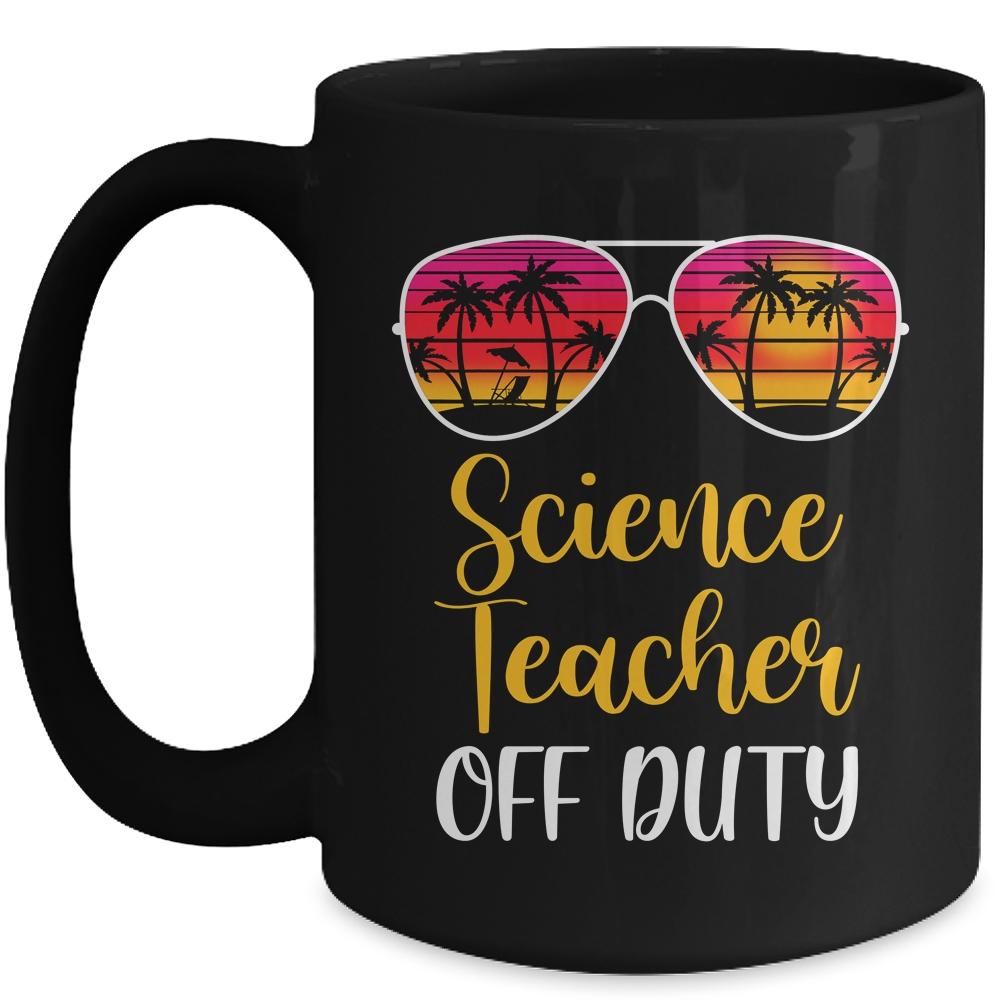 Science Teacher Off Duty Sunglasses Beach Sunset Mug-Coffee Mug-Mug-Black