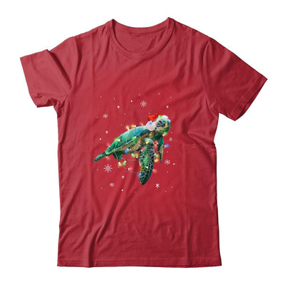 Sea Turtle Lights Funny Santa Hat Merry Christmas-T-Shirt & Sweatshirt-Classic T-Shirt-Red