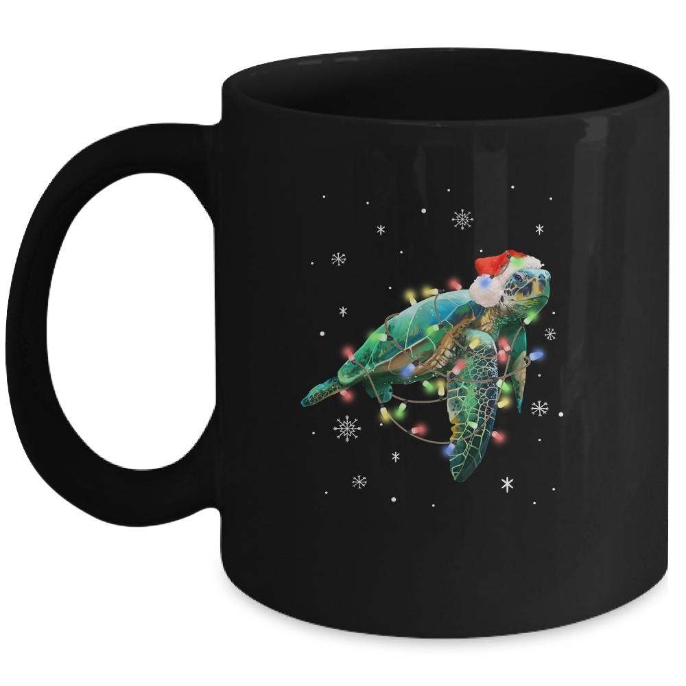 Sea Turtle Lights Funny Santa Hat Merry Christmas Mug
