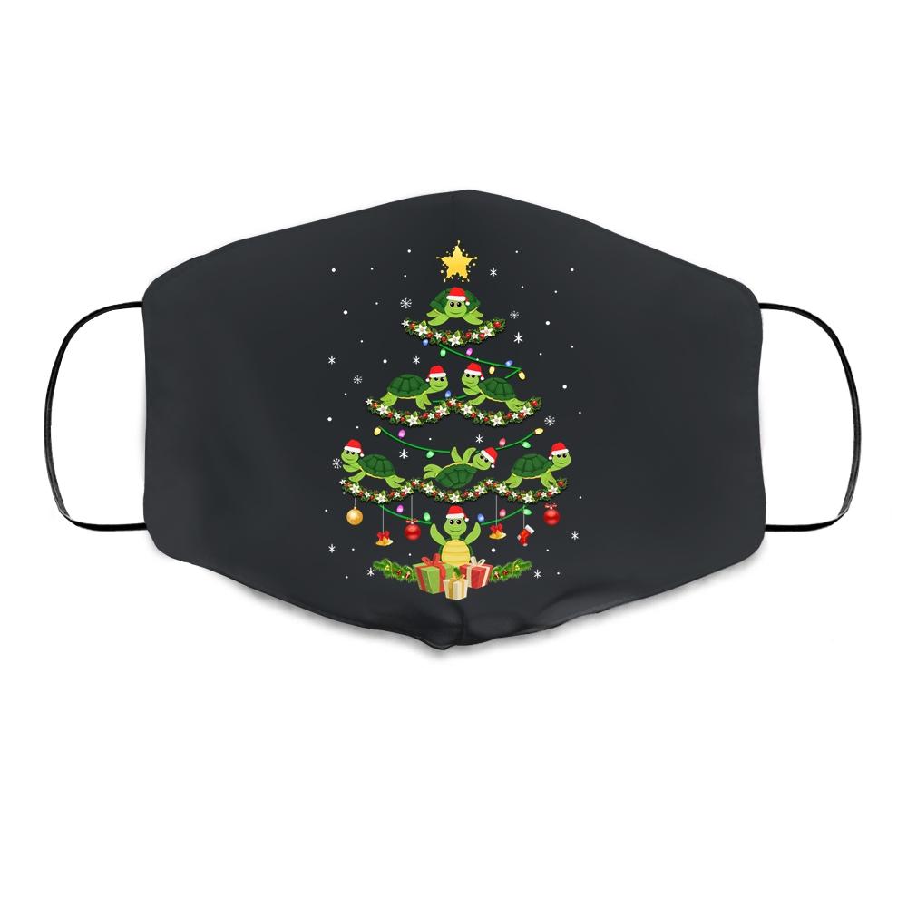 Sea Turtles Lover Xmas Gift Sea Turtle Christmas Tree Cloth Face Mask