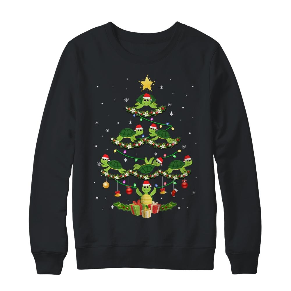 Sea Turtles Lover Xmas Gift Sea Turtle Christmas Tree-T-Shirt & Sweatshirt-Crewneck Sweatshirt-Black